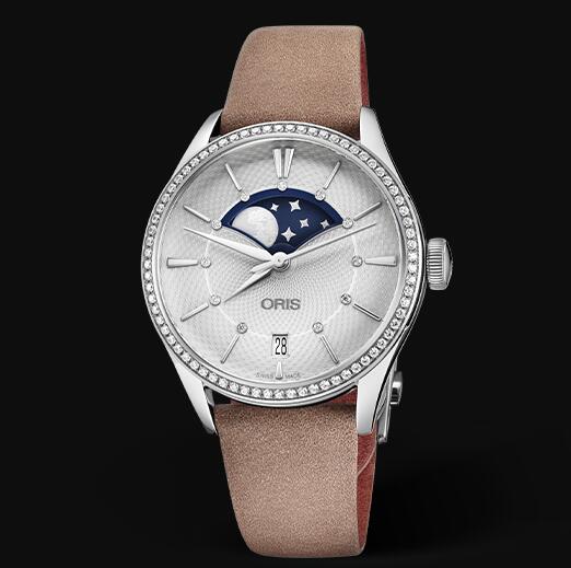 Oris Artelier Grande Lune Date Diamonds 36mm Replica Watch 01 763 7723 4951-07 5 18 33FC